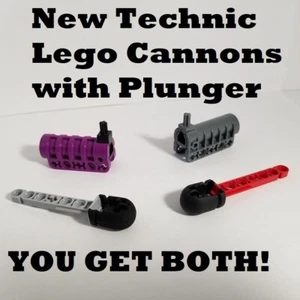 LEGO Technic Cannon Set Red Purple 2 Shooting Weapon Plunger with Bullet Arrow - Picture 1 of 1