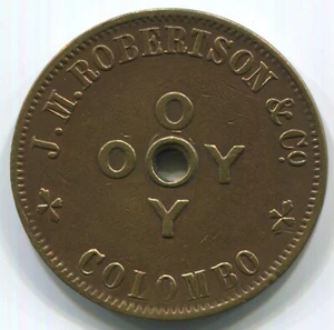 Ceylon, Colombo - (1868) J.M. Robertson & Co. OY Token - Picture 1 of 2
