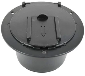 RV Outlet Cover Black with Lid 4.4" diameter (no screws) Plastic - Picture 1 of 3