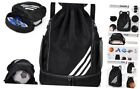 Ball Bag Drawstring Backpack Gymbag Water Resistant Sports Sackpack with black