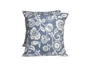 2 x Clarke & Clarke Eliza Chambray Blue Floral Cushion Covers 16" 18" 20" 22" 24 - Picture 1 of 2