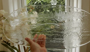 Vtg Paul Isling Crystal Platter SMOKED SALMON FISH Large 53cm BOXED Nybro Bohus - Picture 1 of 22