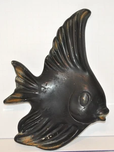Große Vintage Kreide Fisch Wand Dekor 11 1/4 x 8 3/8" Schwarz & Gold - Bild 1 von 14