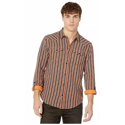Camisa Scotch & Soda Western Calce Regular Talla XXL Franela Gruesa Azul Naranja Foto 1 de 4