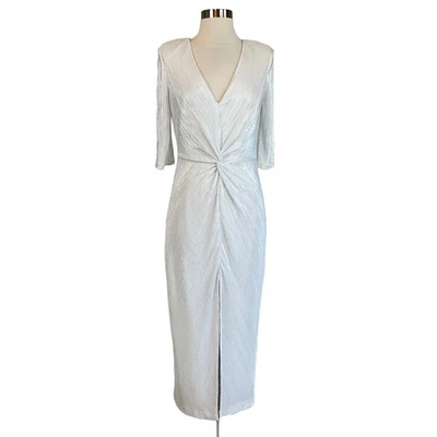 Vestido de cóctel para mujer AQUA talla 4 blanco metálico manga larga cuello en V funda midi Foto 1 de 4