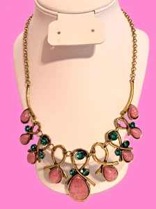 Vintage Damen Statement Halskette Mehrfarbig 20 cm Plus Verlängerungskette - Bild 1 von 16
