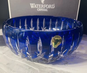 Waterford Crystal Araglin Cobalt Blue Cut-Clear 7” Bowl 2010 JO’Leary 50th COA - Picture 1 of 14