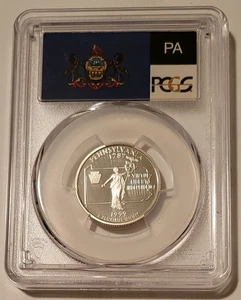 1999 S Silver Pennsylvania State Quarter Proof PR69 DCAM PCGS Flag Label - Picture 1 of 2