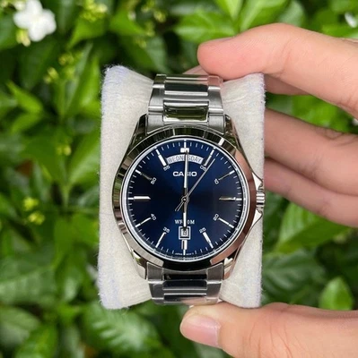 Casio MTP-1370D-2A2 Blue Dial Analog Stainless Steel Quartz Classic Men's Watch - Image 1 of 4