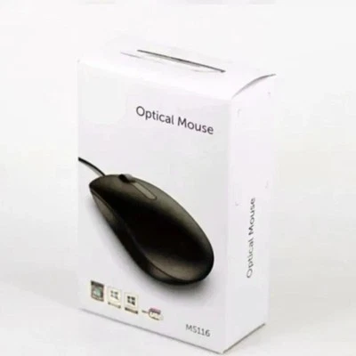 BRAND NEW  Dell  MOUSE MS116 USB WIRED-BLACK-SCROLL WHEEL 3 BUTTON uk - Image 1 of 4