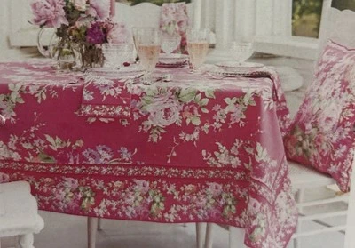 April Cornell Cottage Rose Tablecloth 60 X 60 Dining Cloth Pink NEW 100% Cotton - Image 1 of 4