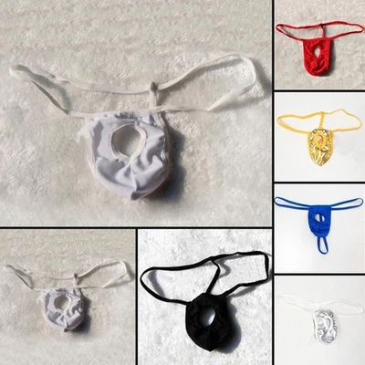 Para hombres Vendaje Agujero Hueco Bolsa Ropa Interior Tanga T-back Tanga Pantalones Foto 1 de 4