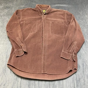 Cabela's Outdoor Gear Corduroy Shirt Mens XL Tall Brown Cotton Logo Button Down - Picture 1 of 16
