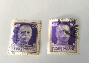 TWO Rare 1920's King Victor Emmanuel Poste Italiane 30 cent stamps.
