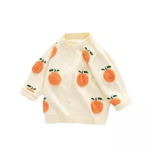 Baby Girls Knitted Cardigan Sweater Toddler Coat Crewneck Embroidered Jumper - Picture 1 of 11