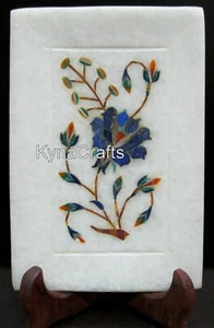 Bandeja decorativa de mármol de 6 x 4 pulgadas con incrustaciones de piedras preciosas bandeja de trabajo para servir para cocina - Imagen 1 de 4