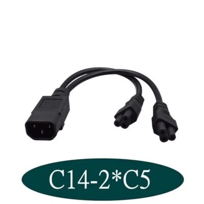 Dual Short Power Cable Y Type Splitter Adapter Cord Single C14 to C5 C7 C13 30cm - Image 1 of 3