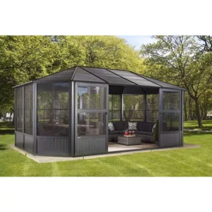 Charleston 12 Ft. X 18 Ft. Dark Grey Solarium Outdoor Gazebo - Picture 1 of 12