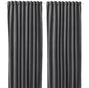IKEA SANELA Curtains Room Darkening VELVET Dark Grey 140x250cm 55x98" 804.140.20 - Picture 1 of 5