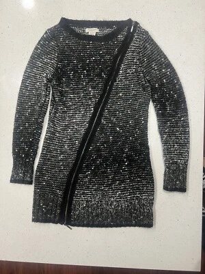 Vestido para mujer Vertigo Paris tejido negro alpaca mohair tejido manga larga jaspeado Foto 1 de 4