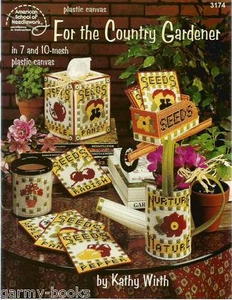 For The Country Gardener Kathy Wirth Plastic Canvas Patterns Coasters Tissue NEW - Picture 1 of 2