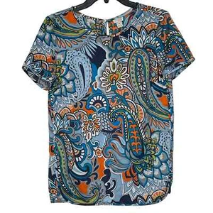 J. Crew Bluse Top Größe XS buntes Blumenmuster Damen 100% Polyester SS - Bild 1 von 8