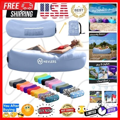 Portable Periwinkle Inflatable Couch - Ideal Air Sofa for Festivals & Camping - Image 1 of 4