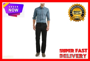 George Men's Flat Front Wrinkle Resistant Pants Size 40x30 Black -P6-- - Picture 1 of 5