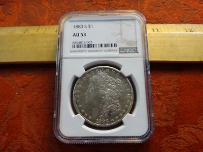 1883-S United States Morgan Silver Dollar $1 NGC Graded AU53 - Free S&H USA - Image 1 of 4