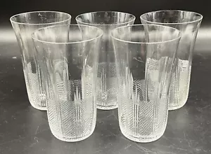 5 Delicate Antique Etched Cut Glass Water Tumblers Glasses Fine Diamond Cut 5” - Picture 1 of 5