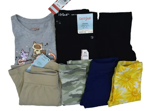 Cat & Jack Bulk Lot Of 7 Girls Size XS 4/5 Mixed Seasons Tops Bottoms NWT - Picture 1 of 7
