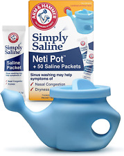 Arm & Hammer Neti Pot with 50 Salt Packets, Nasal Rinse Kit for Sinus Wash, Help