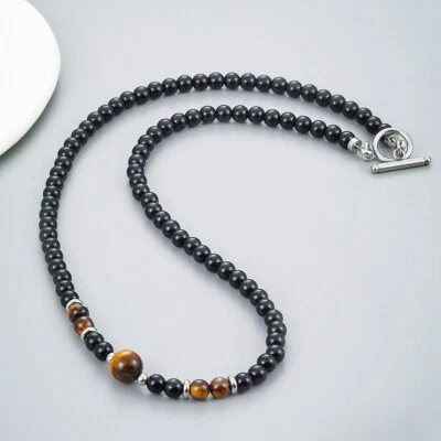 Collar de colección triple protección para hombre ojo de tigre hematita piedra obsidiana Foto 1 de 4