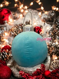 Velvet Blue Ornament Pillow Decorations Christmas Bulb Ball Shaped NWT Decor - Picture 1 of 3