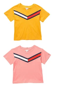 Tommy Hilfiger T-Shirt Flag Tape Tee Shirt Short-Sleeve Big Girl Youth Size L-XL - Picture 1 of 7