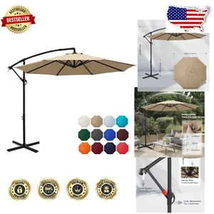 Adjustable 10FT Cantilever Umbrella with UV Protection - Perfect for Patios - Picture 1 of 9