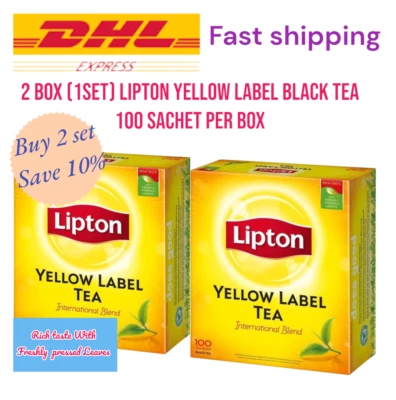 2 cajas (1 juego) Lipton Etiqueta Amarilla Té Negro 100 sobres por caja - ENVÍO RÁPIDO Foto 1 de 4