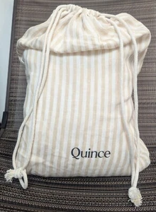 Quince 100% European Linen Duvet Cover 2PC Set Natural/White Stripe Size Twin - Picture 1 of 7