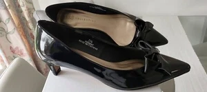 M&S Black Patent Court Shoe Kitten Heel Size 3 1/2 - Picture 1 of 2