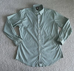 Footjoy Button Down Shirt Mens Large Green Plaid Performance Stretch Long Sleeve - Picture 1 of 11