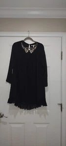 Victoria's Secret Black Shift Sheer Lined Dress With Beaded Collar Size XS - Picture 1 of 6
