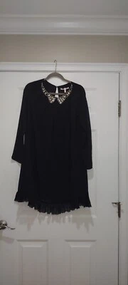 Victoria's Secret Black Shift Sheer Lined Dress With Beaded Collar Size XS - Image 1 of 4