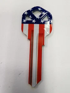 Ilco Personali-Keys US Flag House Key Blank-KW1 KW10 KW11-FREE SHIPPING! B28 - Picture 1 of 2