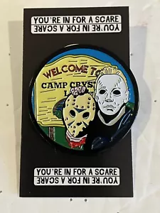 Halloween Enamel Pin Excellent Condition Michael Myers Ben Tramer Jason On Card - Picture 1 of 2
