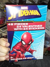 Spider-Man Valentine Card & Tattoo Kit 48 Count w/ Heart Shaped Seals BRAND NEW!