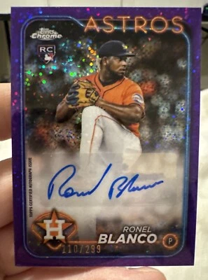 RONEL BLANCO 2024 TOPPS CHROME UPDATE PURPLE SPECKLE REFRACTOR RC AUTO #110/299 - Image 1 of 2