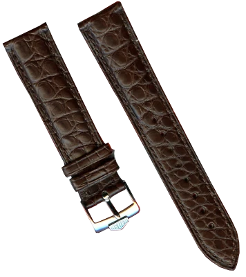 CINTA DE COURO GENUÍNA JACARÉ MARROM ESCURO 18mm e FIVELA DE AÇO GENUÍNA TAG HEUER - Imagem 1 de 4