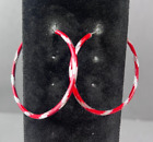 Dangle Studded Hoop Valentine Day Earrings Mid Century Modernist  Pierced 1.75"