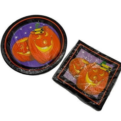 Vintage Every Occasion Pumpkin Partners Halloween Plates 2 Ply Luncheon Napkins - Image 1 of 4