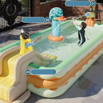 4.9ft Inflatable Swimming Pool 3 Layers Foldable PVC Blowing Swimming Pool OH - Image 1 of 4